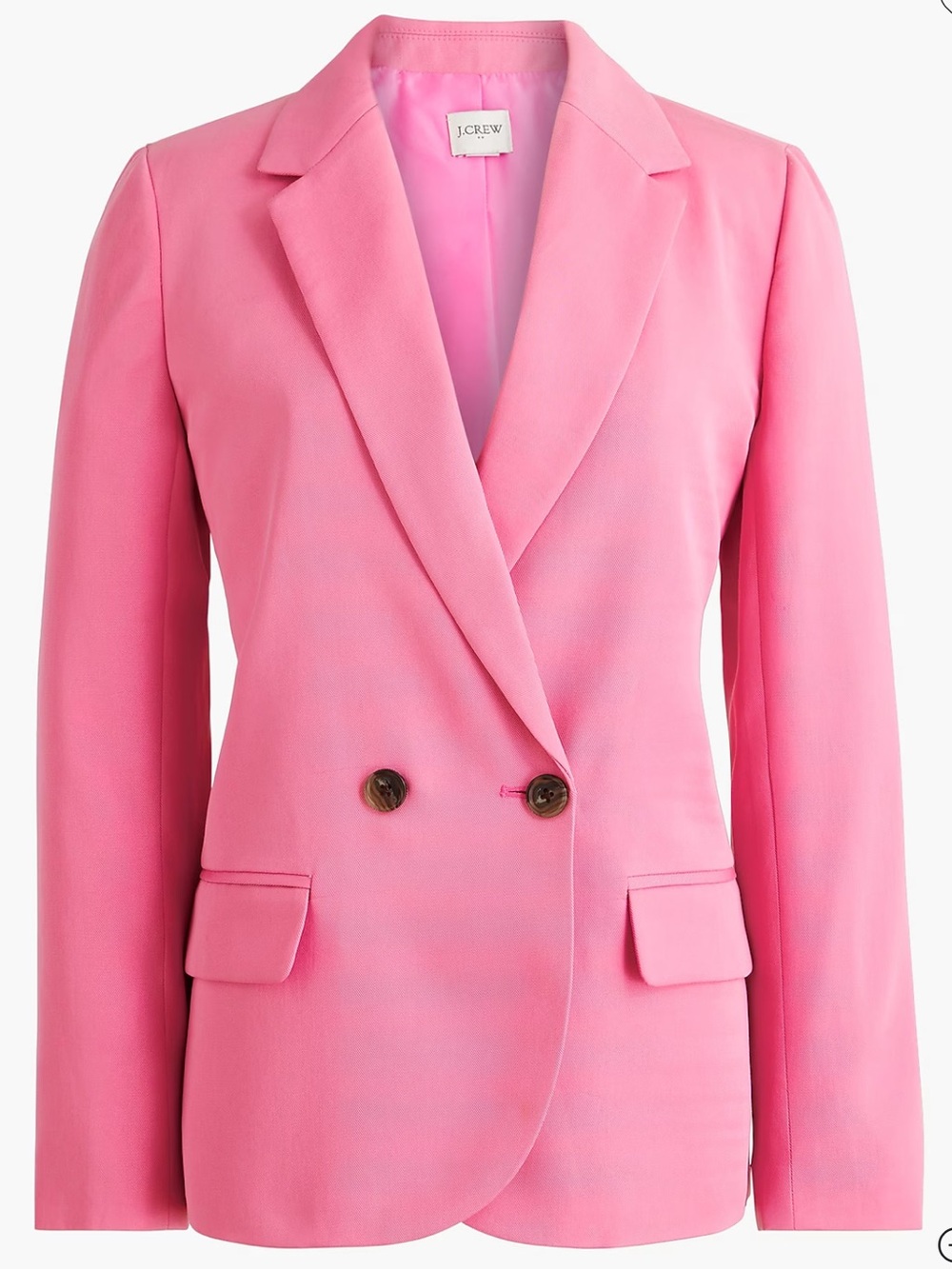 NWT $218 J. Crew Factory Drapey twill double-breasted blazer Mauve Pink Size 16